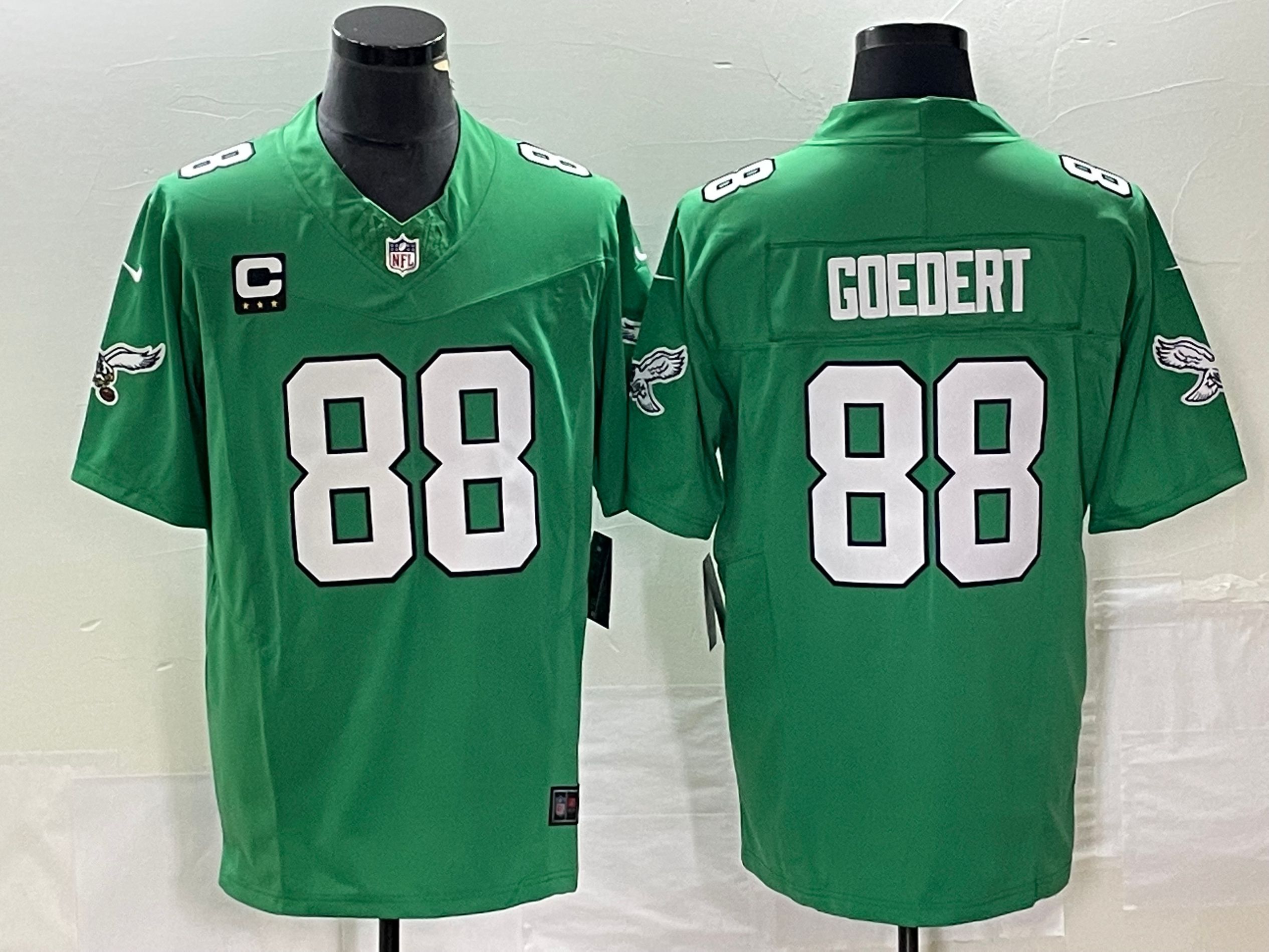 Men Philadelphia Eagles #88 Goedert Green Nike Throwback Vapor Limited NFL Jerseys